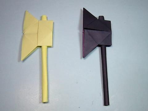 儿童手工折纸斧头,简单的折纸玩具,diy手工制作