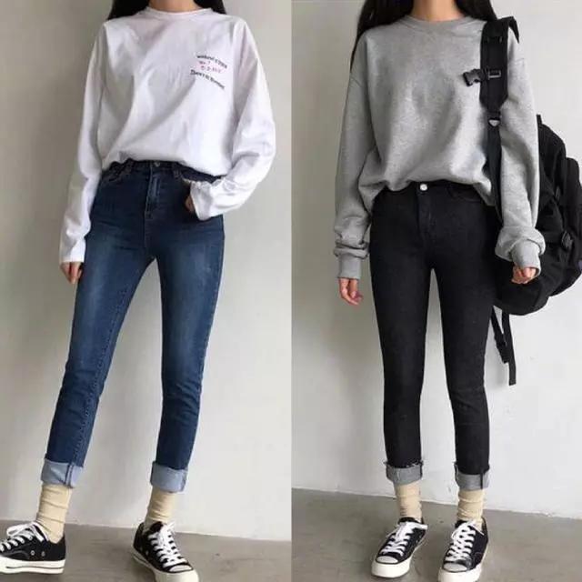 简单明快的学生党穿搭,牛仔裤与卫衣真的是春季搭配的