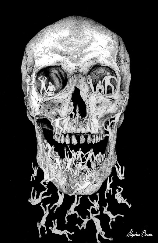 错综复杂的黑白插图中穿插着政治和社会评论