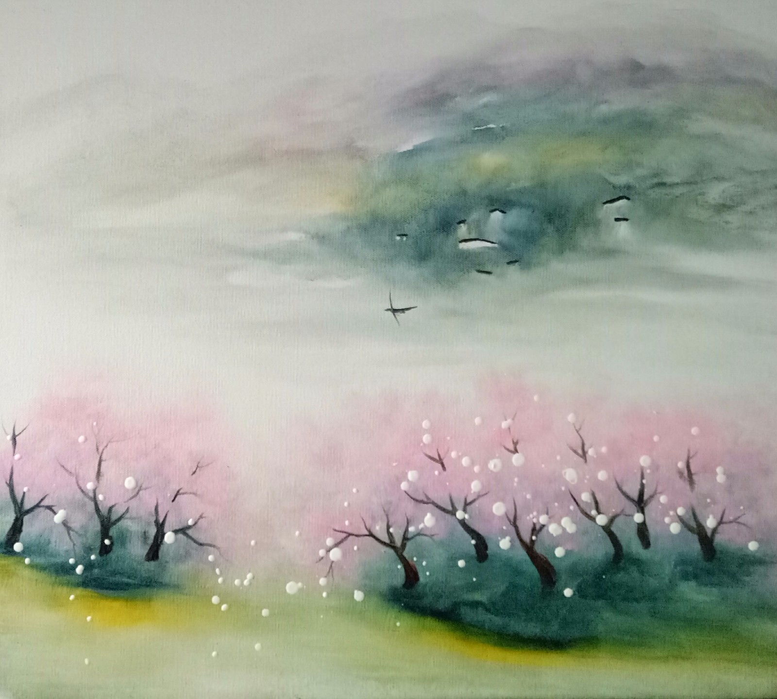 桃花仙人种桃树,又折花枝当酒钱。-陈雪娴油画