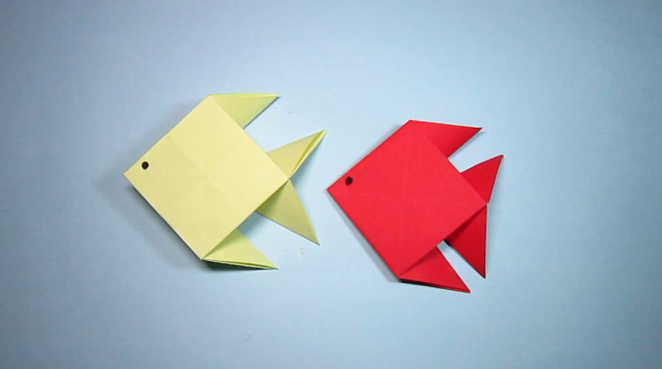 儿童手工折纸小鱼,3分钟学会小金鱼的折法,diy手工制作