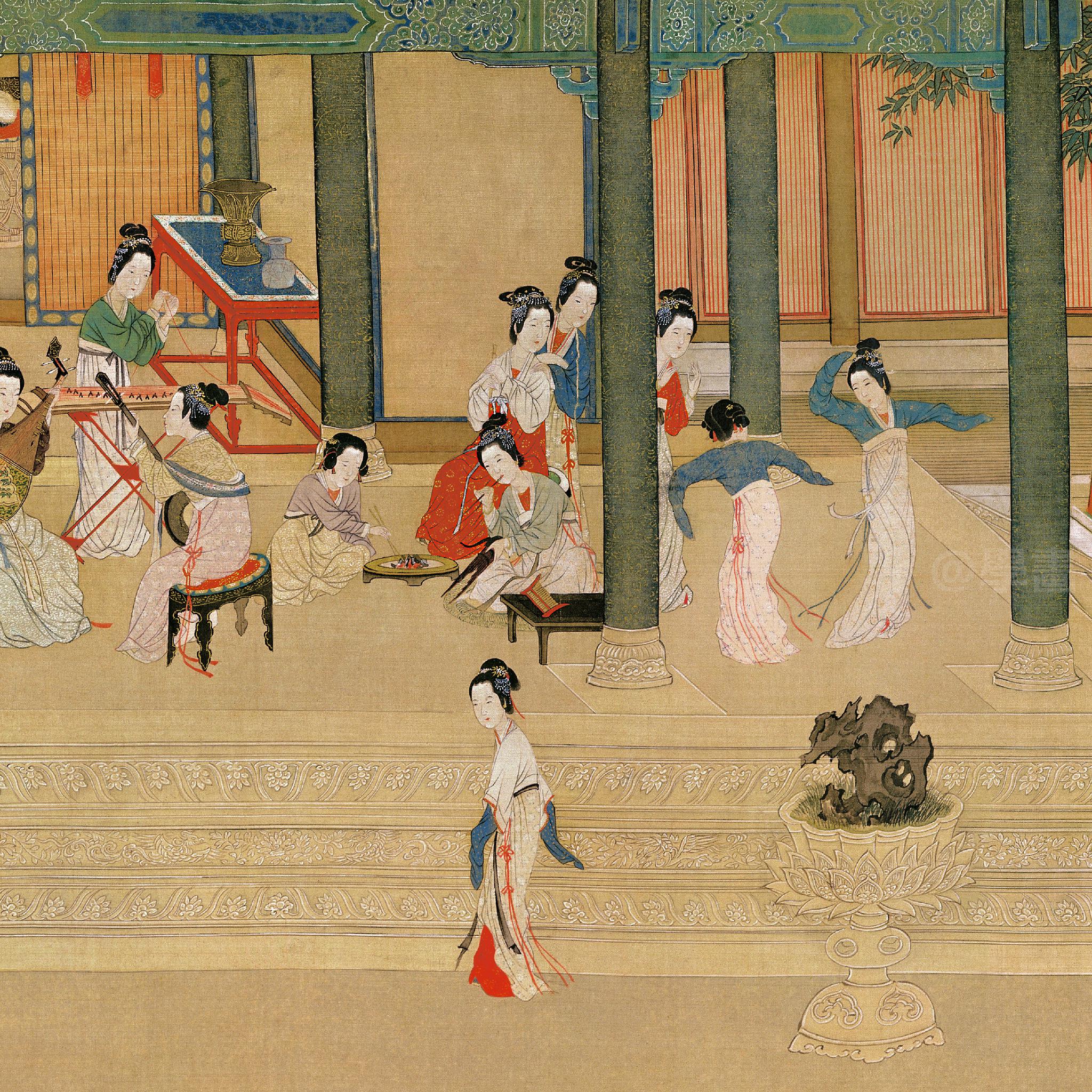 中国十大传世名画“唐宫仕女图”之《虢国夫人游春图》佚名