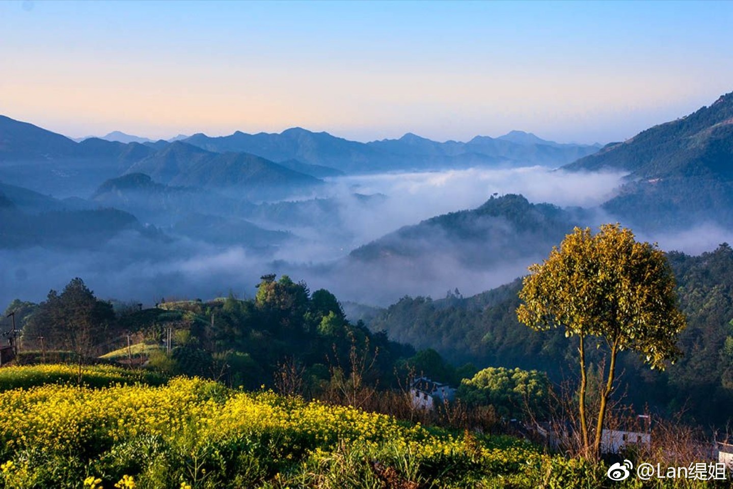 "一生痴绝梦,无梦到徽州.安徽歙县坡山村,以壮阔的云海云雾