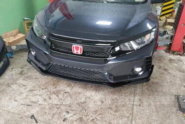 十代思域手动暗金蓝改装改装 Type R前脸更帅气