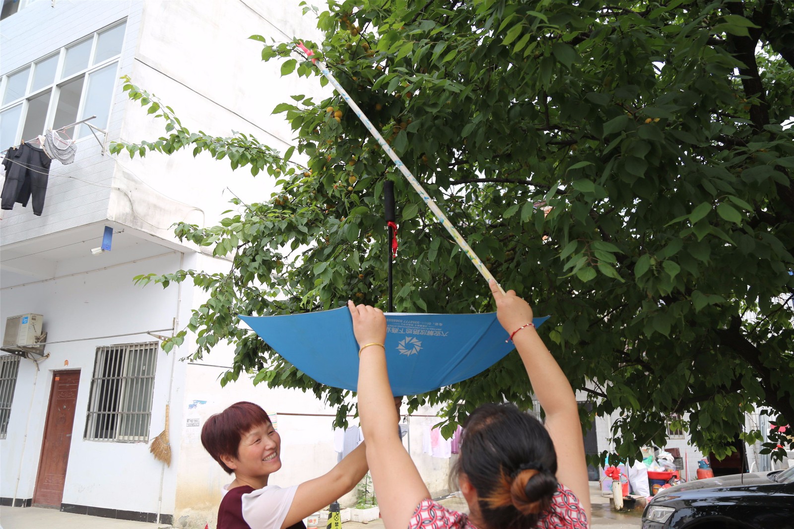 高三毕业生拥抱分别互送祝福 陪读家长一旁看