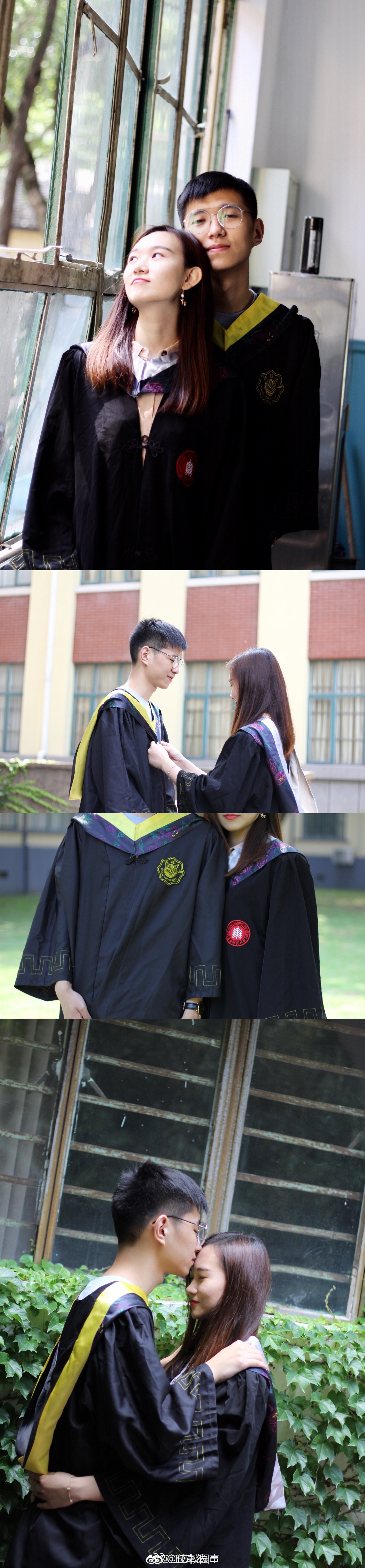 最甜毕业照 学霸情侣相恋十年从初中到大学[好喜欢]