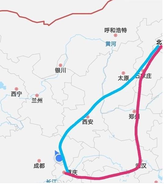 重庆去北京为什么绕道武汉郑州,还不直走西安太原,这不浪费吗?