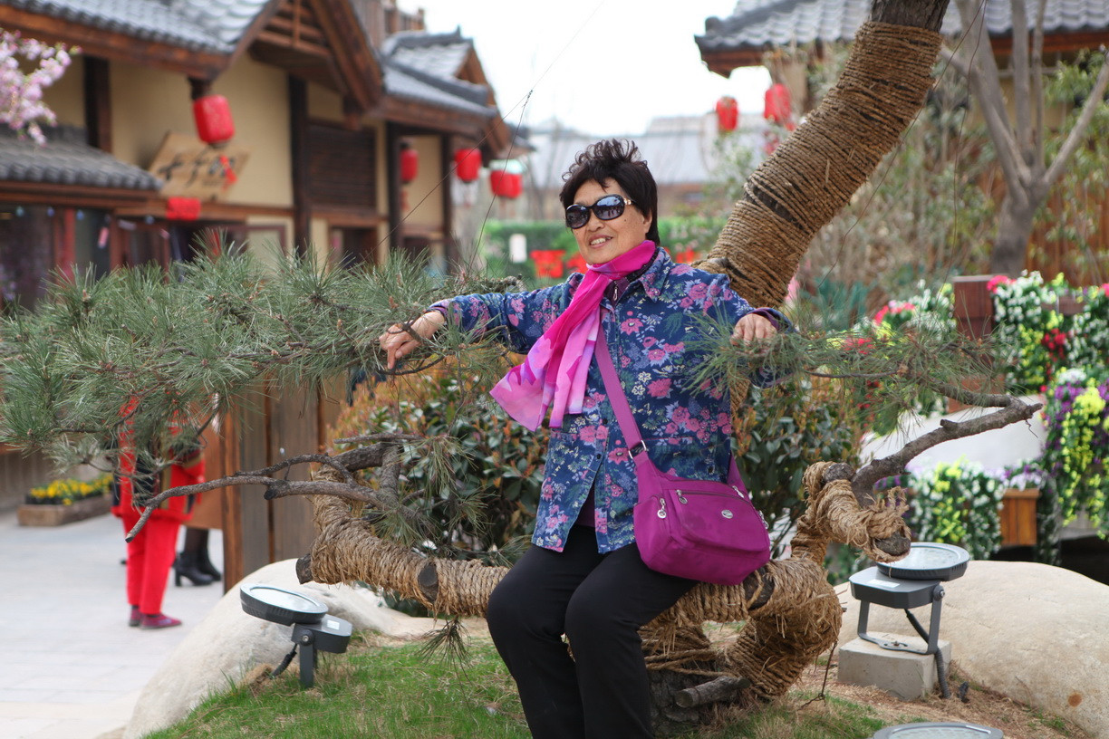 中国大妈旅游出行标配装备 人人必有一条丝巾