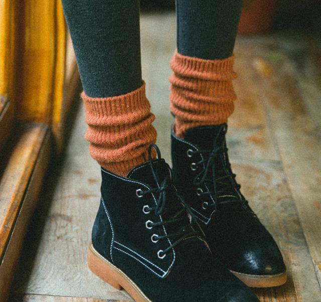 冬天穿九分裤别冻着脚踝, 搭配一双堆堆袜看着