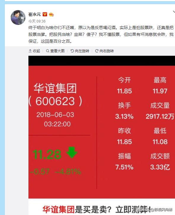 崔永元炮轰范冰冰华谊兄弟,误伤华谊集团,知错