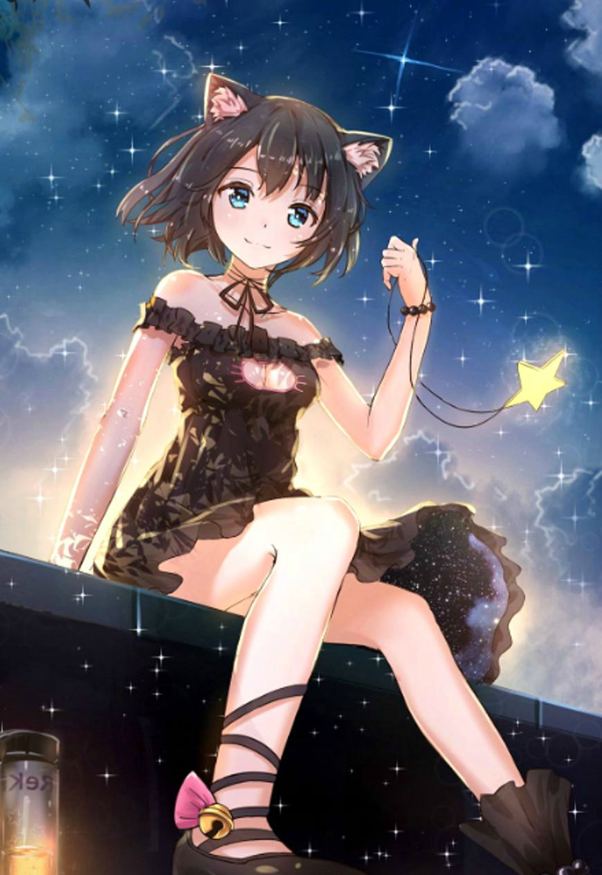 最美的动漫星空风景,再配上这绝美的可爱动漫少女,你喜欢哪张
