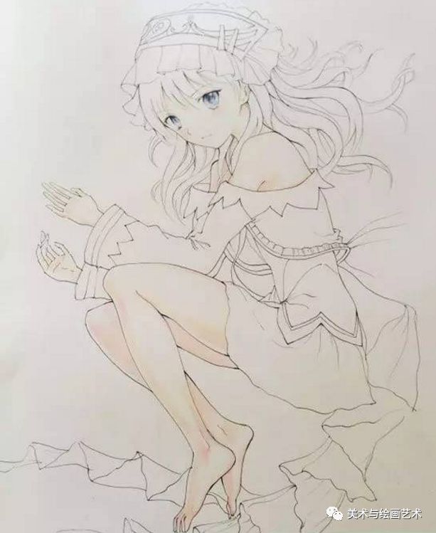小屋教程彩铅画少女:动漫美彩色卡通铅笔画绘人物漫画马图片