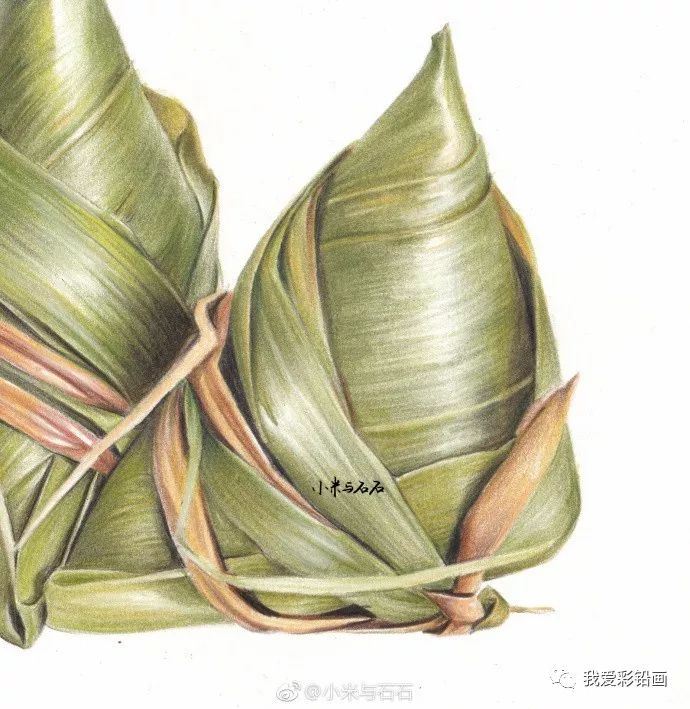 彩铅手绘一对粽子