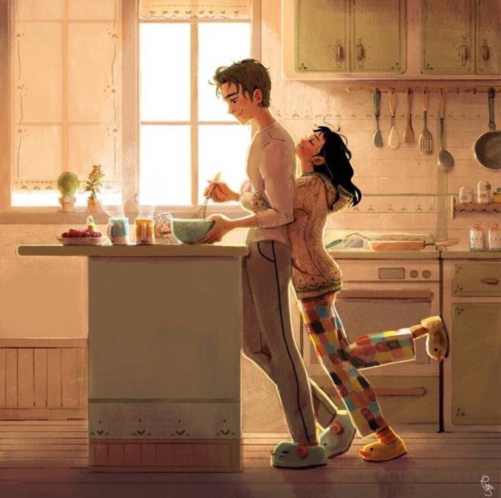 韩国插画师笔下情侣间甜蜜的日常