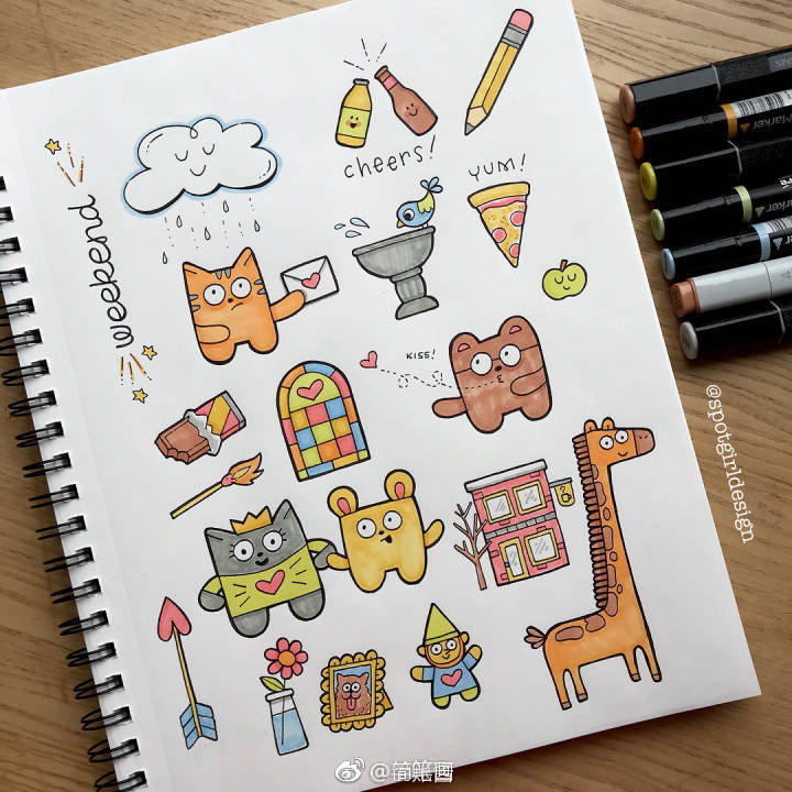 一大波简笔画手绘手帐素材(ins:spotgirldesign)