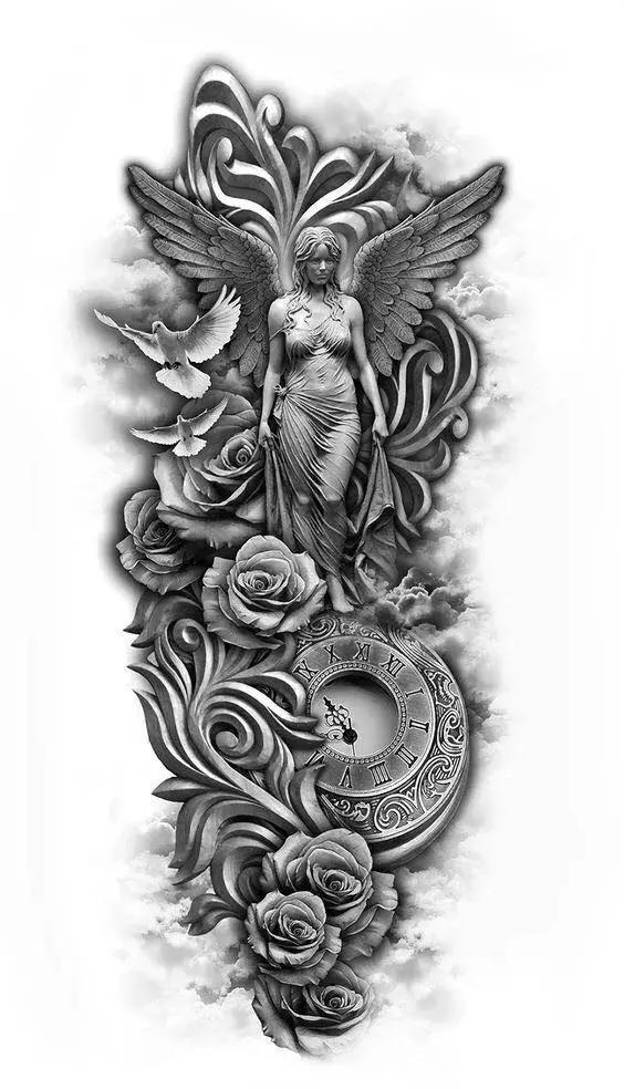 纹身素材——欧美写实天使纹身