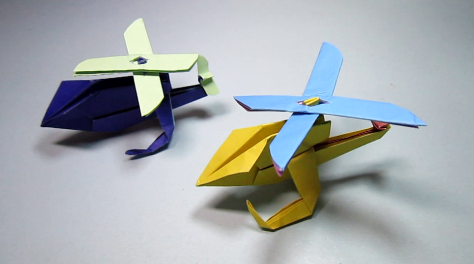 儿童手工折纸直升机简单的纸飞机折法视频