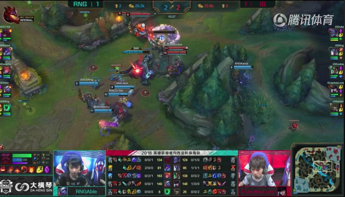 德杯IG针对Able的AD亚索,RNG为琪琪找回场子