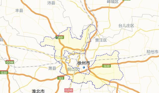 江苏徐州五区两市三县面积,第一是邳州市,第二是铜山区!