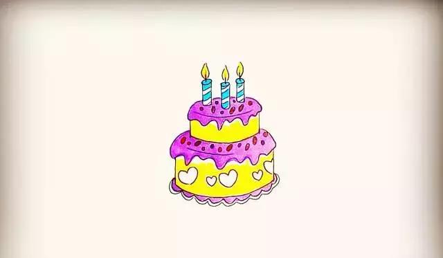 4-7岁孩子画画教程:生日蛋糕--5步画出来!「附详细图解」