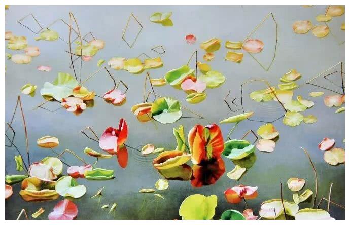 吴富荣油画荷花作品