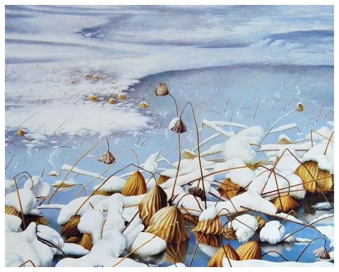 吴富荣油画荷花作品