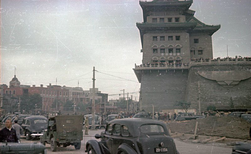 1949年彩色照片下古朴的北京城开国大典更是