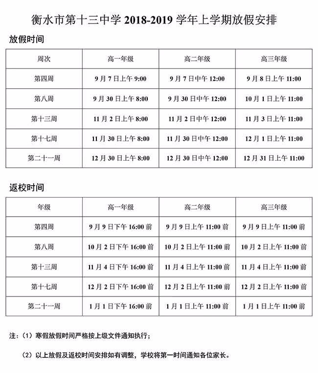【温馨提示】衡水市第十三中学2018-2019学年