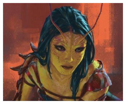 漫威女英雄螳螂女是一个初级面孔,理想上她依