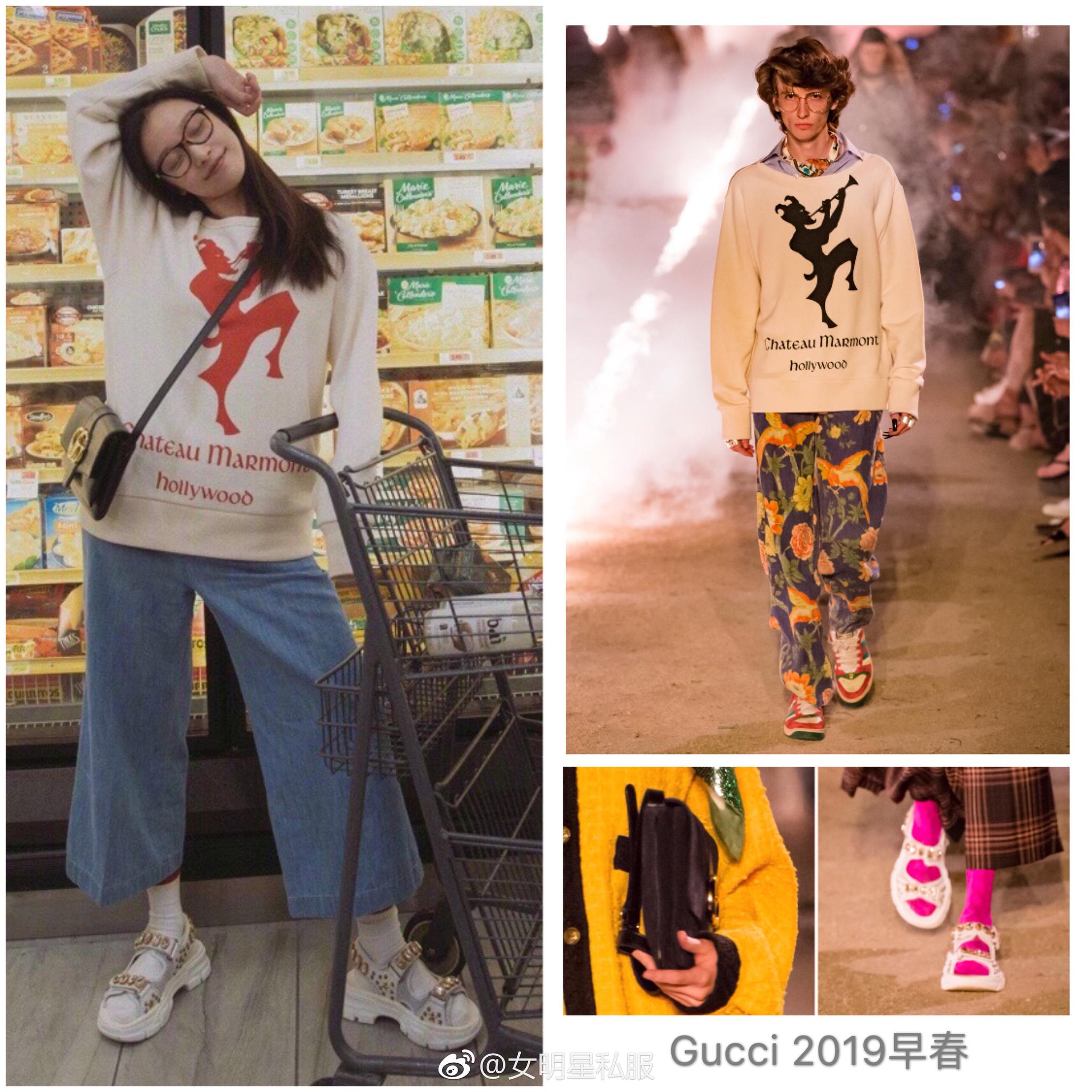 倪妮近日在洛杉矶的一组写真美照身穿gucci2019早春系列