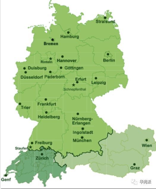 孔子学院在德语区的分布图