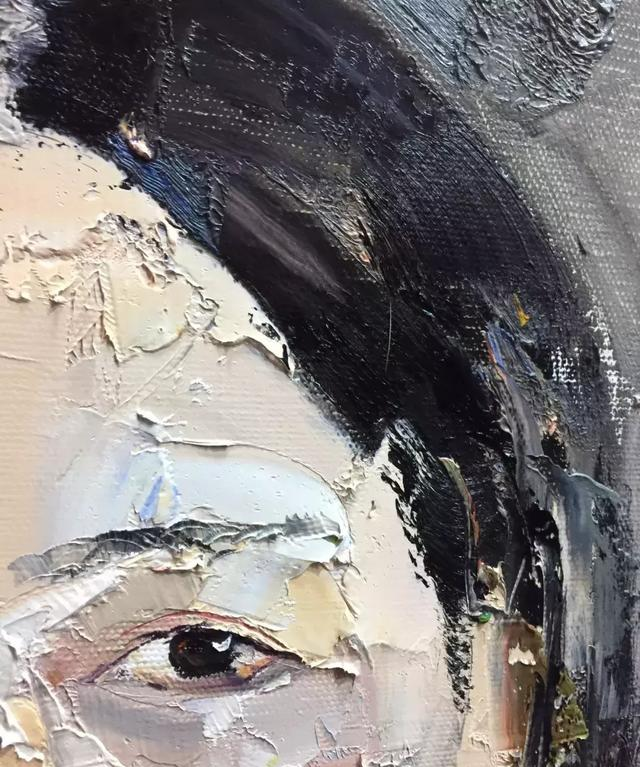 另类的油画肖像画法，刀笔共用，气韵俱佳，难得一见！
