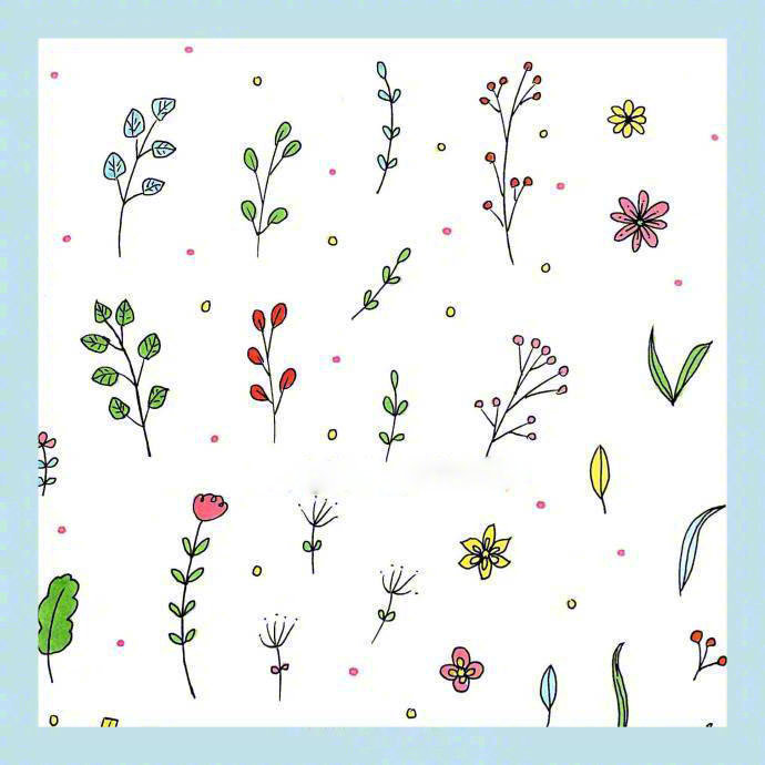 简笔画春天,24种花草植物的画法,点亮你的手账和手抄报.