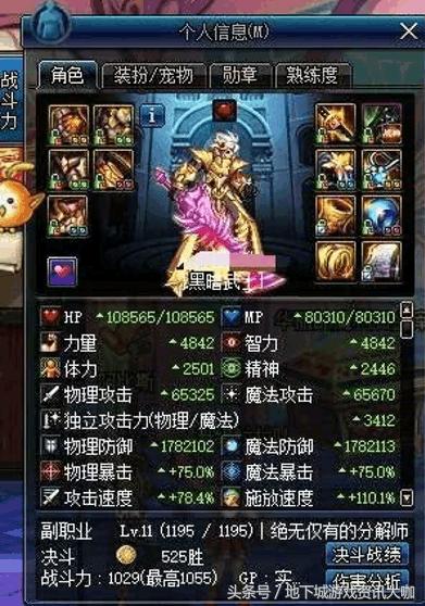 盘点DNF国服三大顶尖黑暗武士,站街面板能达到并不多!!