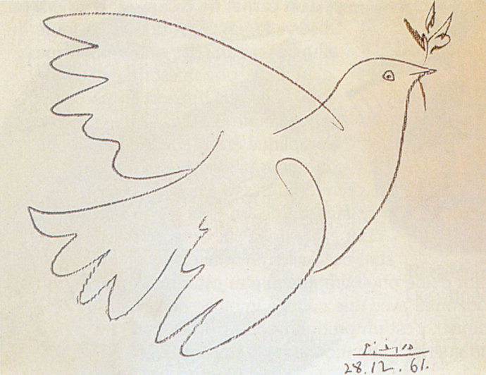 毕加索把新作和平鸽献给世界和平大会