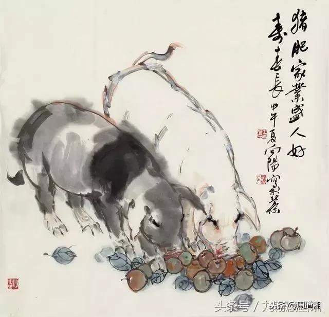 轻松学中国国画,猪的完整画法,快收藏吧!
