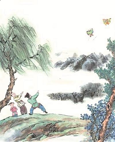 儿童散学归来早,忙趁东风放纸鸢