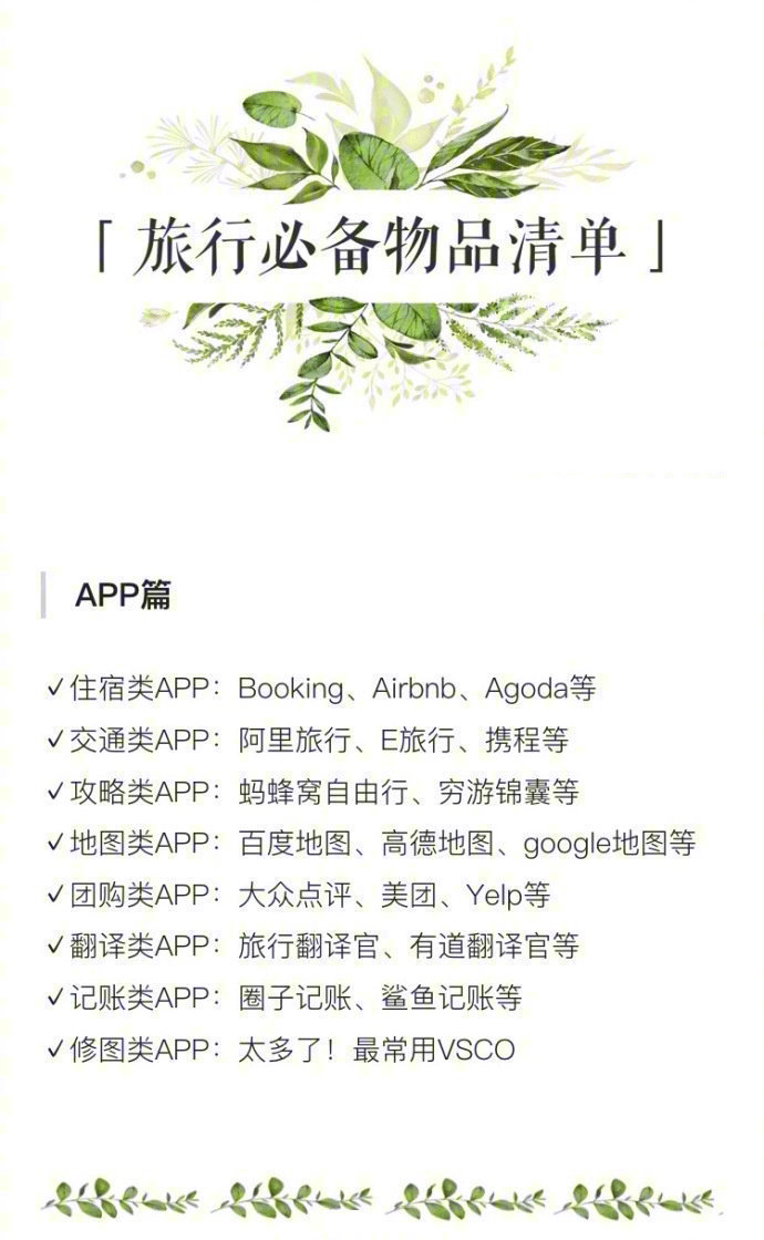 旅行必备物品清单,照单全收~