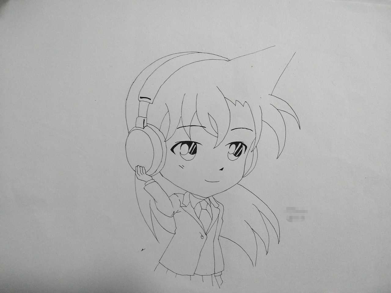 画的《名侦探柯南》里的毛利兰,江户川柯南,怪盗基德,服部平次,远
