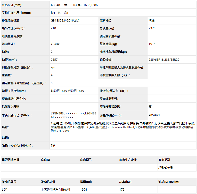 换装新样式前格栅 新款凯迪拉克XT5申报信息曝光