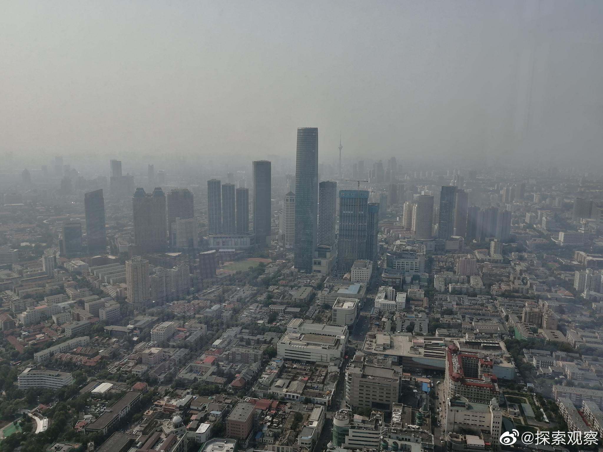 津塔环球金融中心3369米高楼俯瞰天津城据网上资料介绍