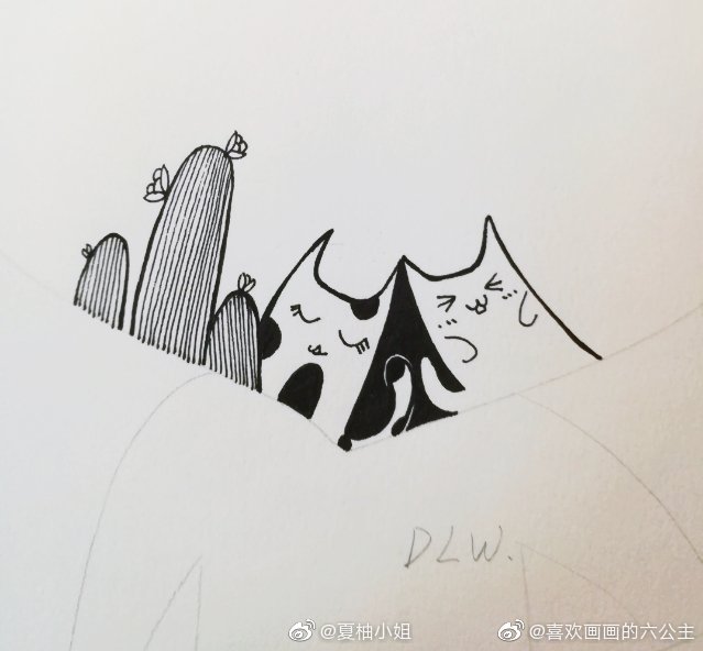 黑色水性笔77彩铅希望我们每个人都能热爱小动物,多一点关爱,多一点