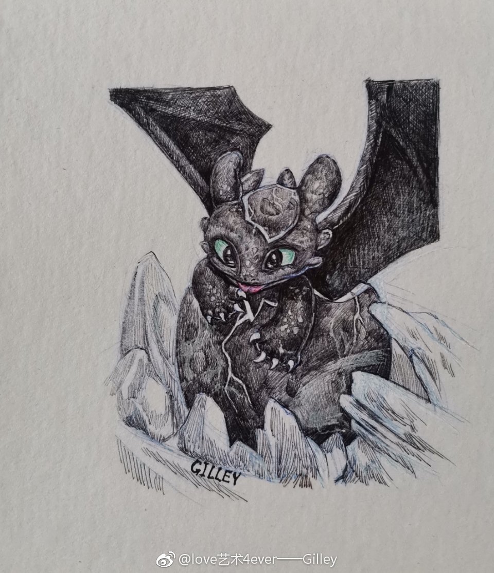 驯龙高手圆珠笔画 by @love艺术4ever一一