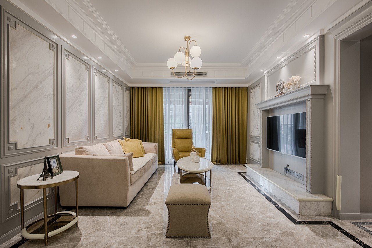 黄妮娜作品：100m²美式轻奢三室，让三代同堂的五口之家各得其所
