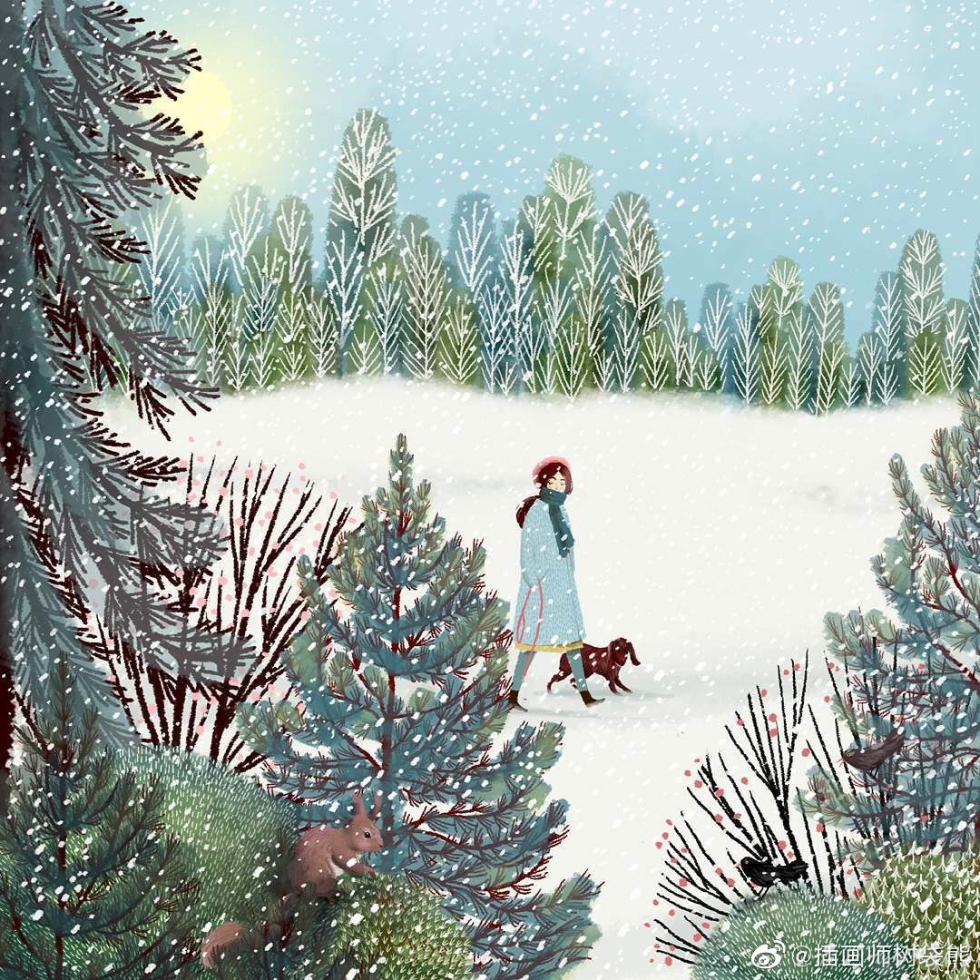英国插画师 Jane Newland 寒冬森林插画设计作品