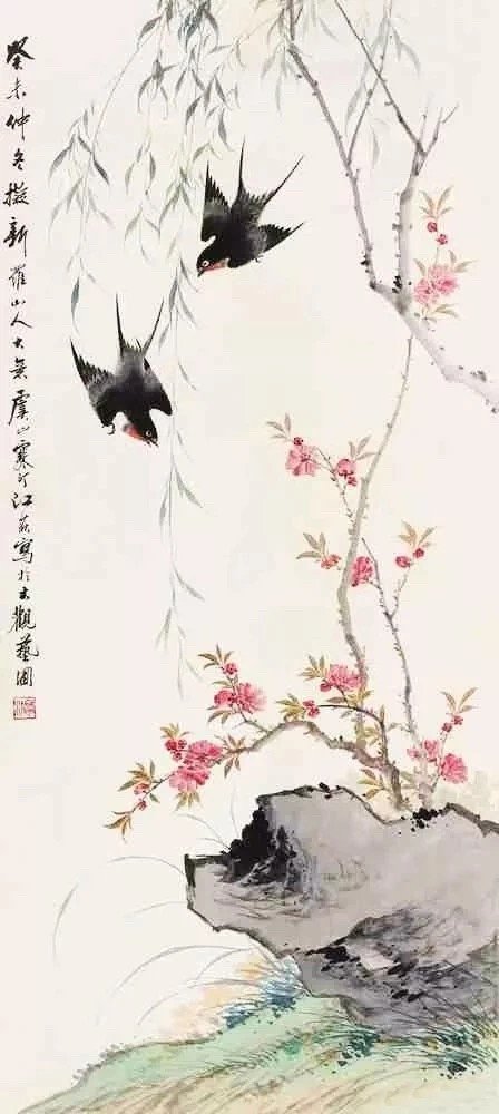 江寒汀绘画的燕子,春风拂面,轻捷灵动,赏心悦目!
