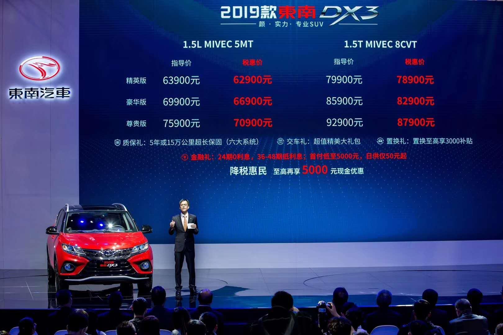 上海车展:2019款东南DX3上市,售价6.39万元起