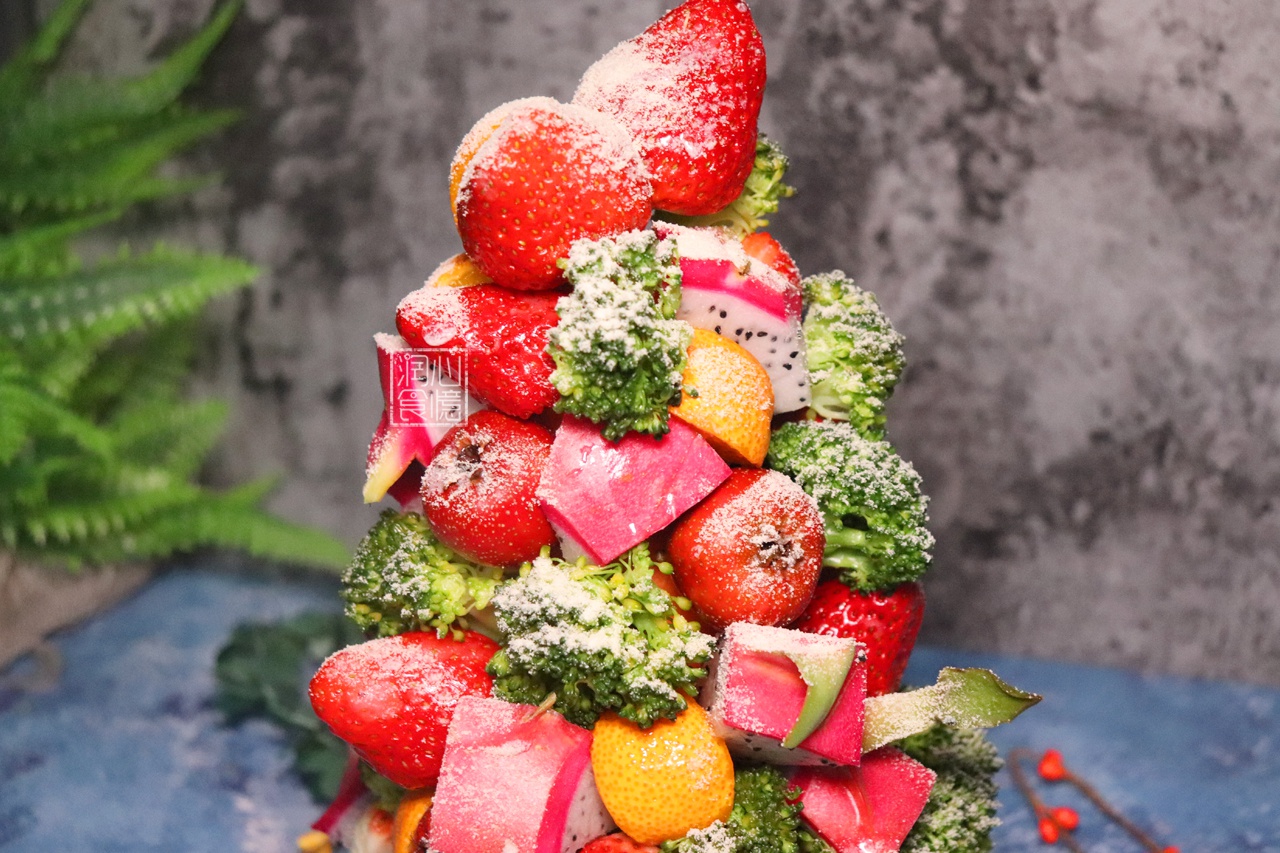 蔬菜水果创新做法，可以吃的圣诞树和圣诞老人