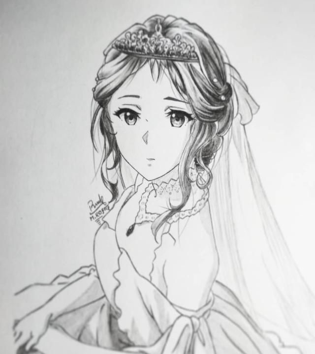 动漫画人物女孩铅笔画