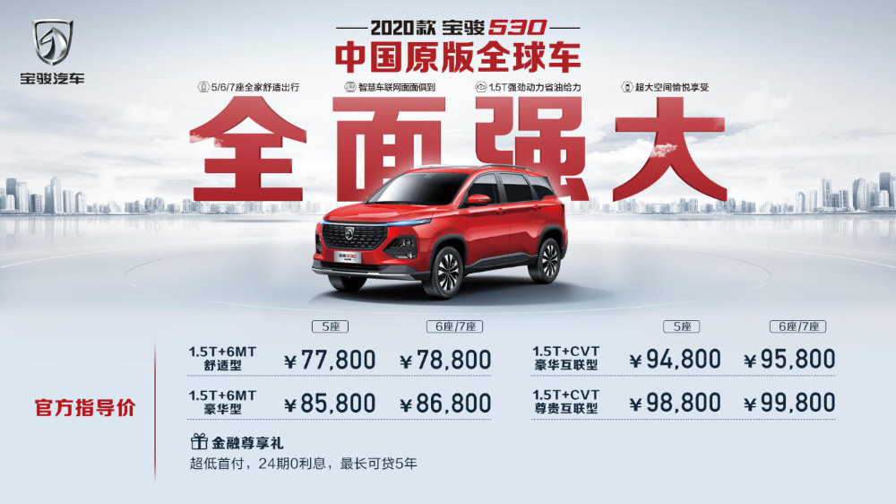 中国原版全球车升级上市，2020款宝骏530售7.78-9.98万元